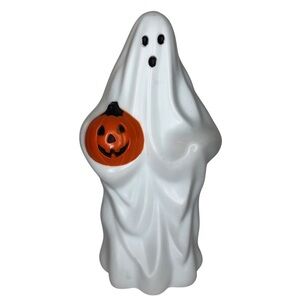 VINTAGE Halloween 90s Empire Ghost Carrying Pumpkin Blow Mold Tabletop Light 9"